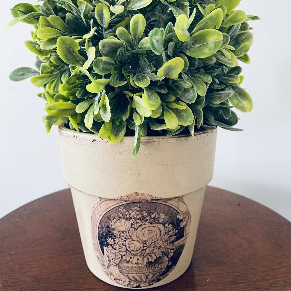 Decorative Painted Terra Cotta Pot with vintage design, vintage planter